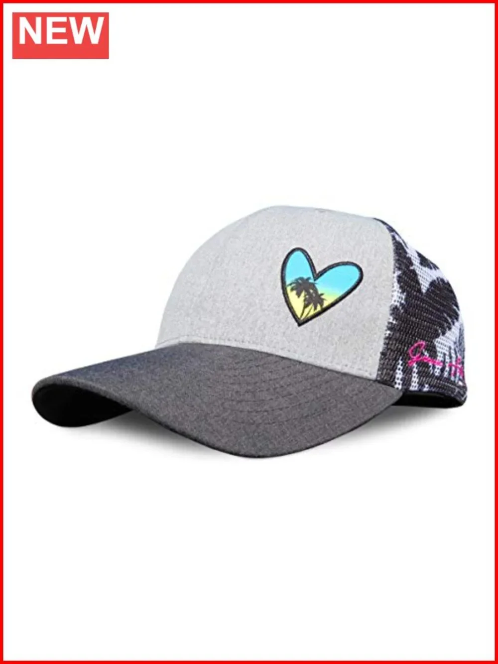 Floral Trucker Baseball Cap - Breathable Cotton Snapback with Love Heart Logo